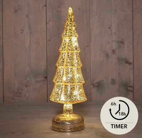 Kerstboompje glas led goud
