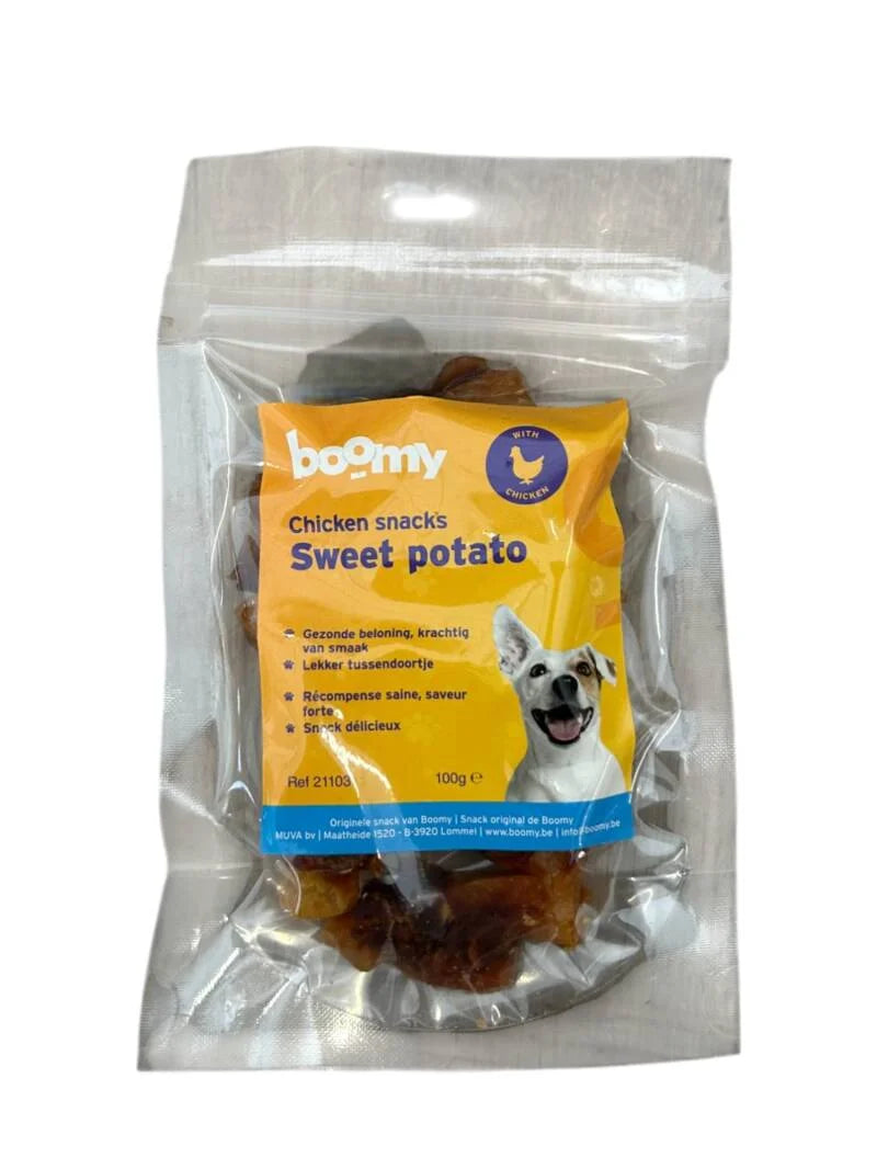 Boomy Chicken Snacks Sweet Potato Hondensnacks — 100g