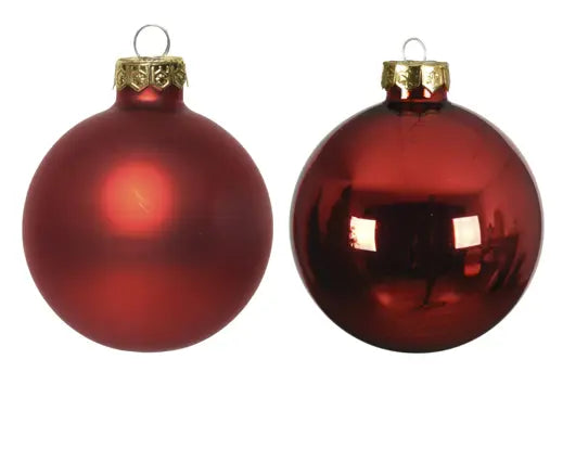 Kerstballen glas shiny,matt mix Kerstrood