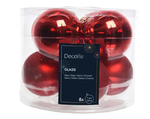 Kerstballen glas shiny,matt mix Kerstrood