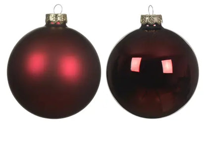 Kerstballen glas shiny,matt mix Ossenbloed