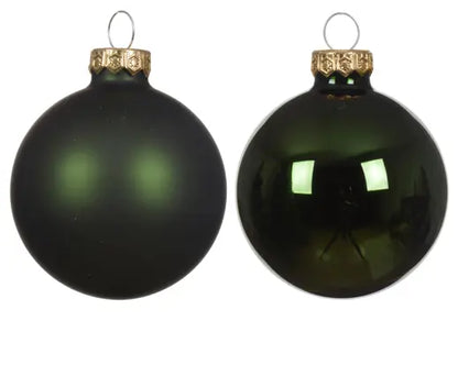 Kerstballen glas shiny,matt mix Dennengroen