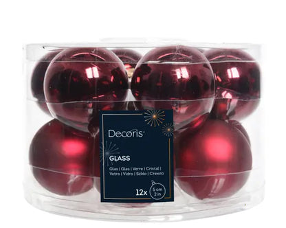 Kerstballen glas mix Ossenbloed