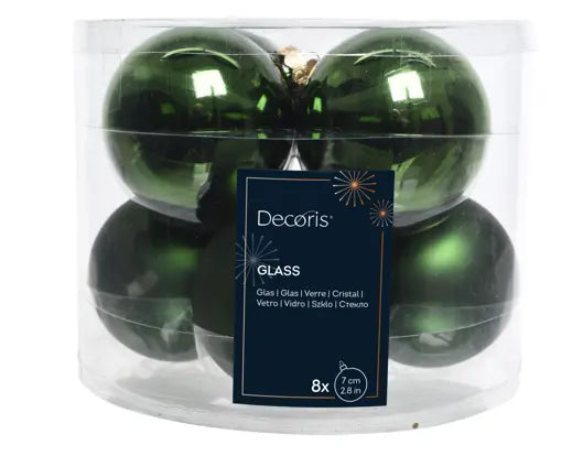 Kerstballen glas shiny,matt mix Dennengroen