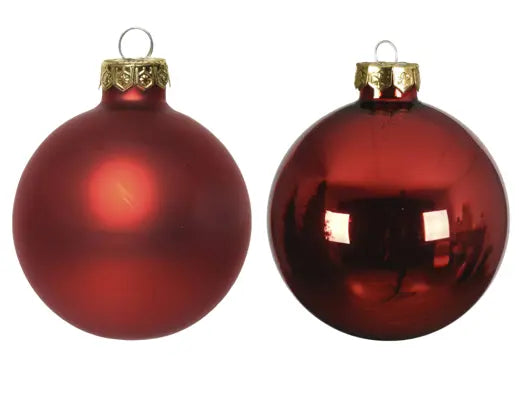 Kerstballen glas shiny,matt mix Kerstrood