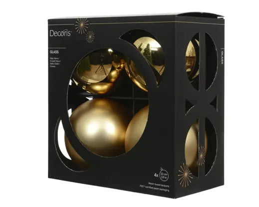 Kerstballen glas mix Licht goud