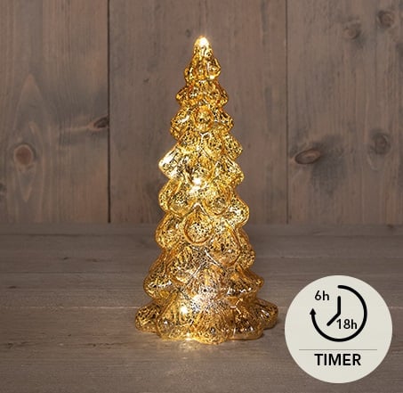 Kerstboompje glas led goud