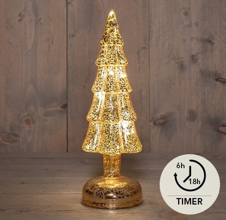 Kerstboompje glas led goud