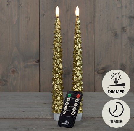 Dinerkaars kerstboom wax 3D vlam (keuze uit diverse kleuren)