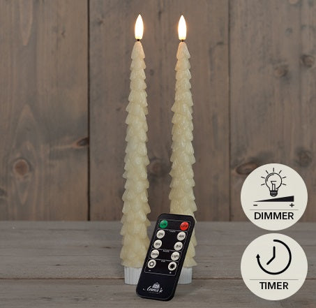 Dinerkaars kerstboom wax 3D vlam (keuze uit diverse kleuren)