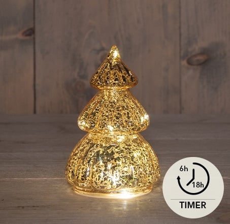 Kerstboompje glas led goud