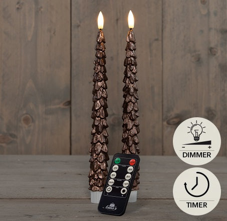 Dinerkaars kerstboom wax 3D vlam (keuze uit diverse kleuren)