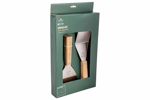 White Fire Spatelset – 2 stuks met Eiken Handvat