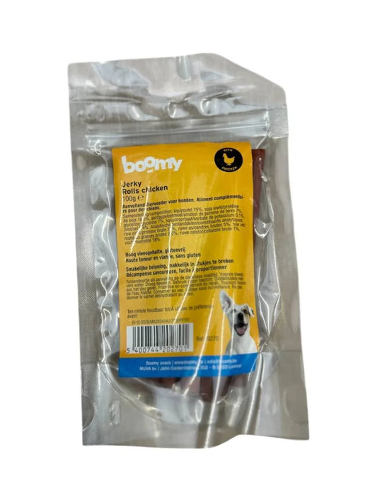 Boomy Jerky Rolls Chicken Hondensnacks — 500g