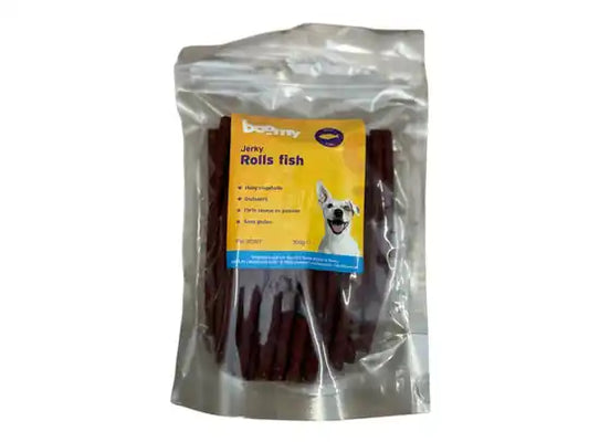 Boomy Jerky Rolls Fish Hondensnacks — 300g