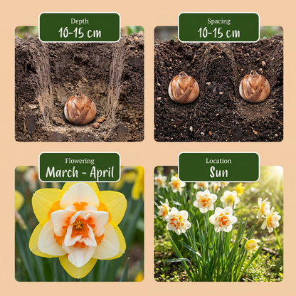 40x Narcissus Double mix - Gevulde narcis mix - Geel en Wit - Voorjaarsbloeier - Bolmaat 12/14